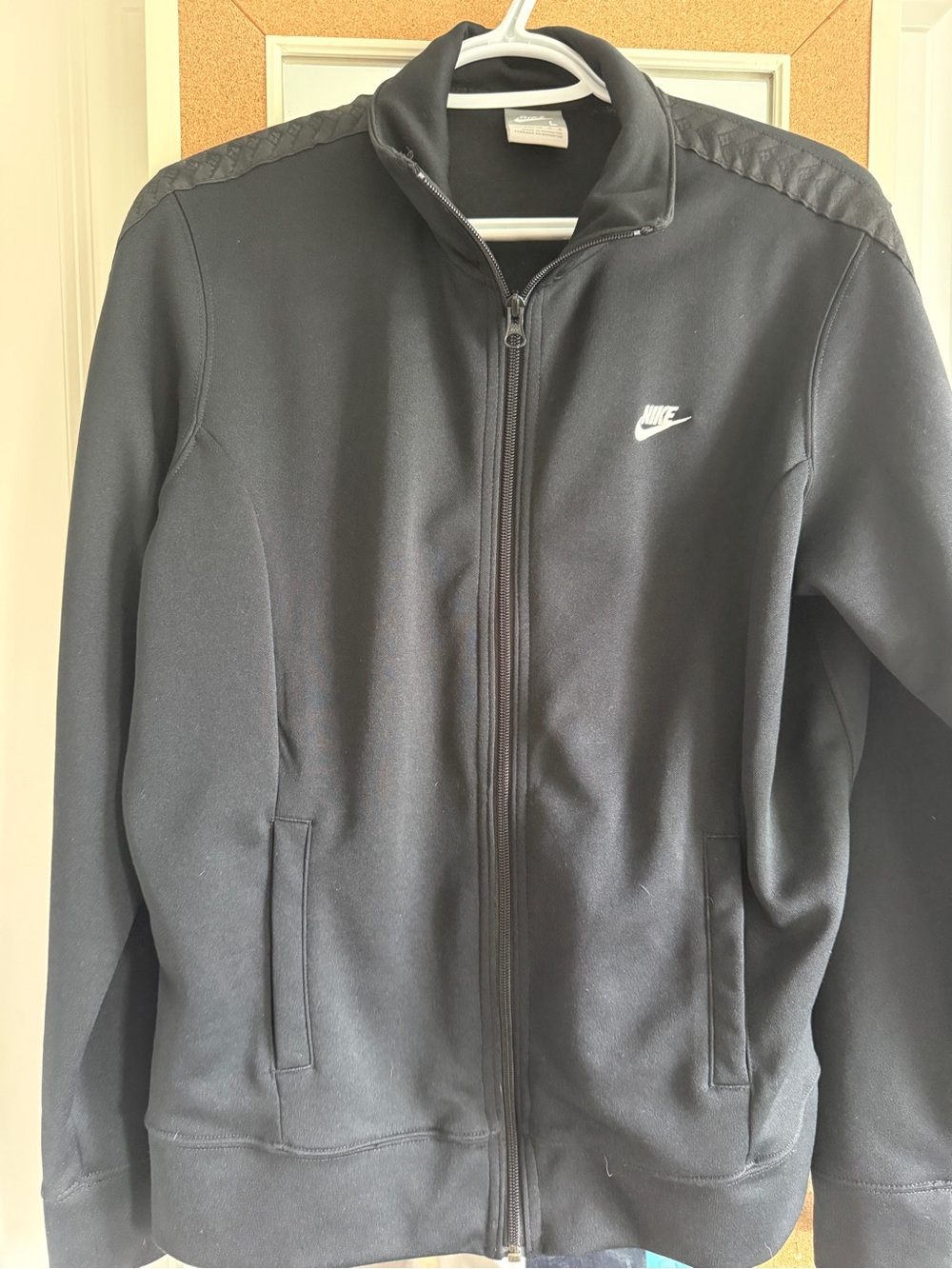 Nike Black Zip-Up Training Jacket with White Swoosh